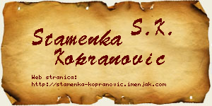 Stamenka Kopranović vizit kartica